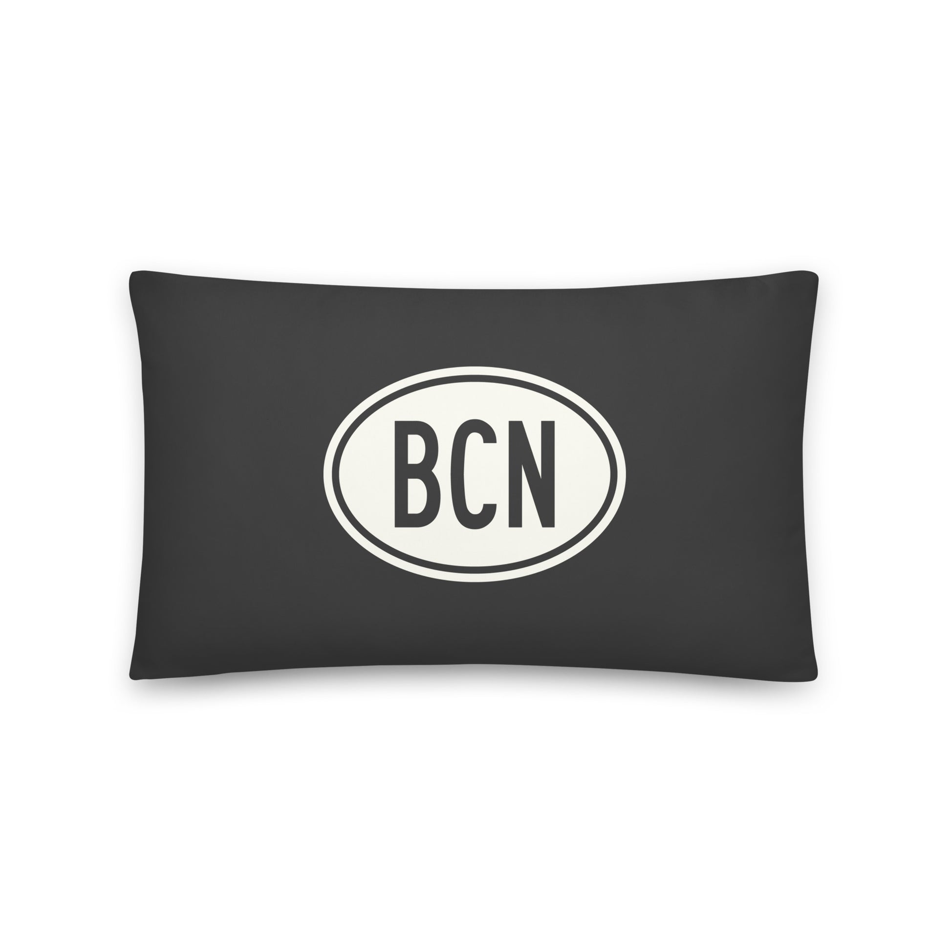 Unique Travel Gift Throw Pillow - White Oval • BCN Barcelona Souvenir • YHM Designs - Image 01