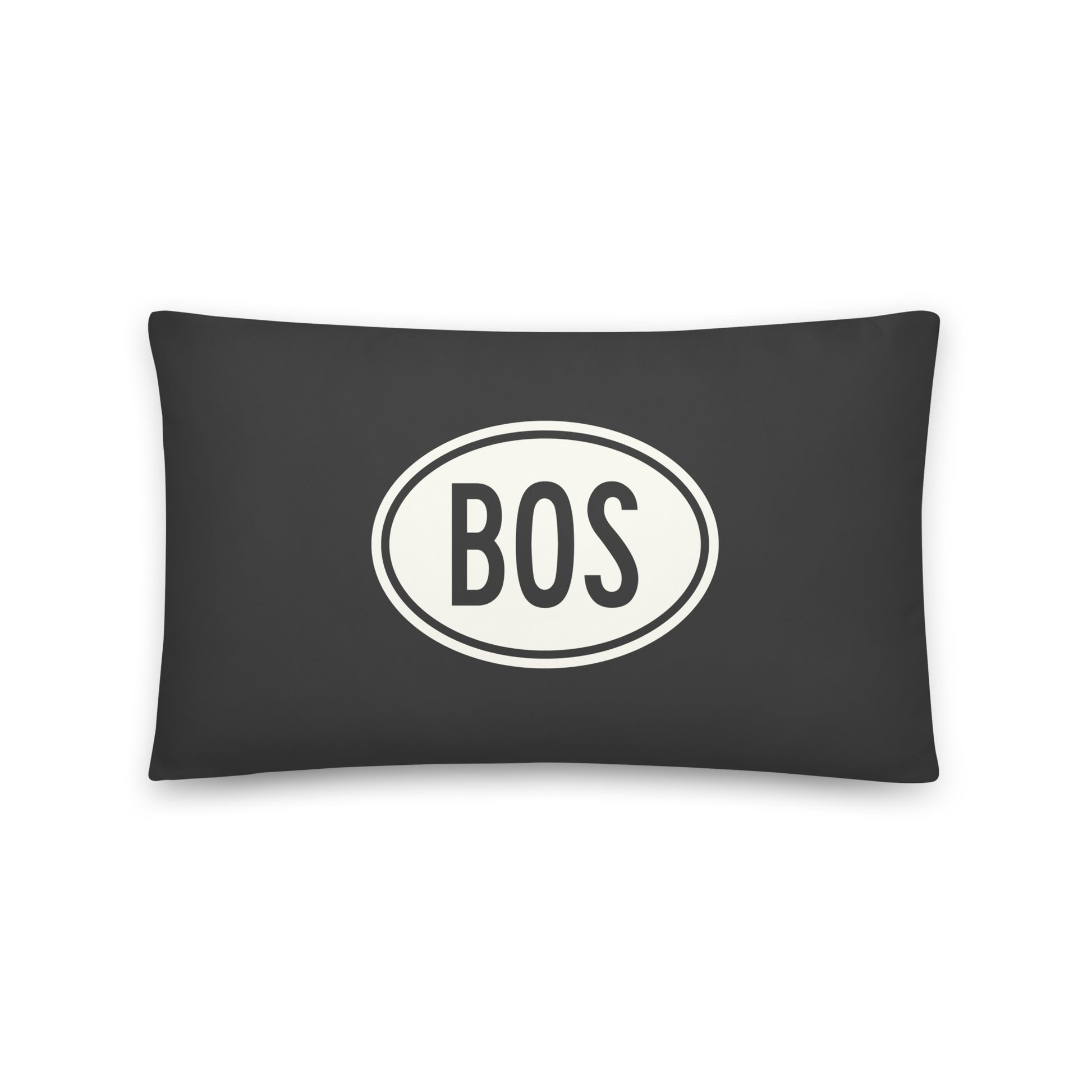 Unique Travel Gift Throw Pillow - White Oval • BOS Boston • YHM Designs - Image 01
