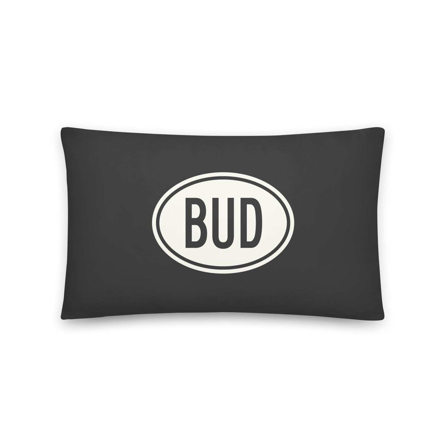 Unique Travel Gift Throw Pillow - White Oval • BUD Budapest Souvenir • YHM Designs - Image 01