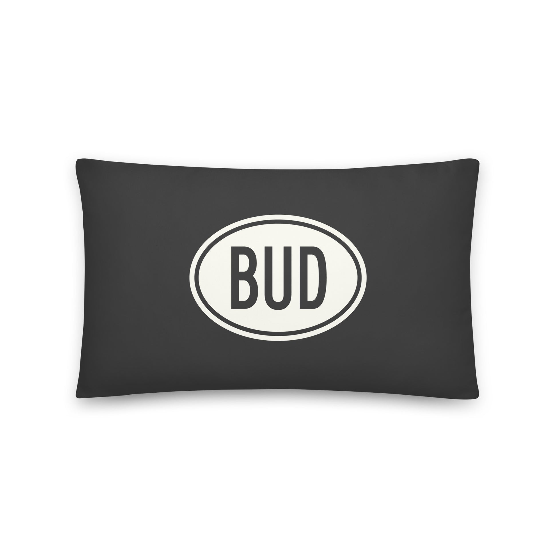 Unique Travel Gift Throw Pillow - White Oval • BUD Budapest Souvenir • YHM Designs - Image 01