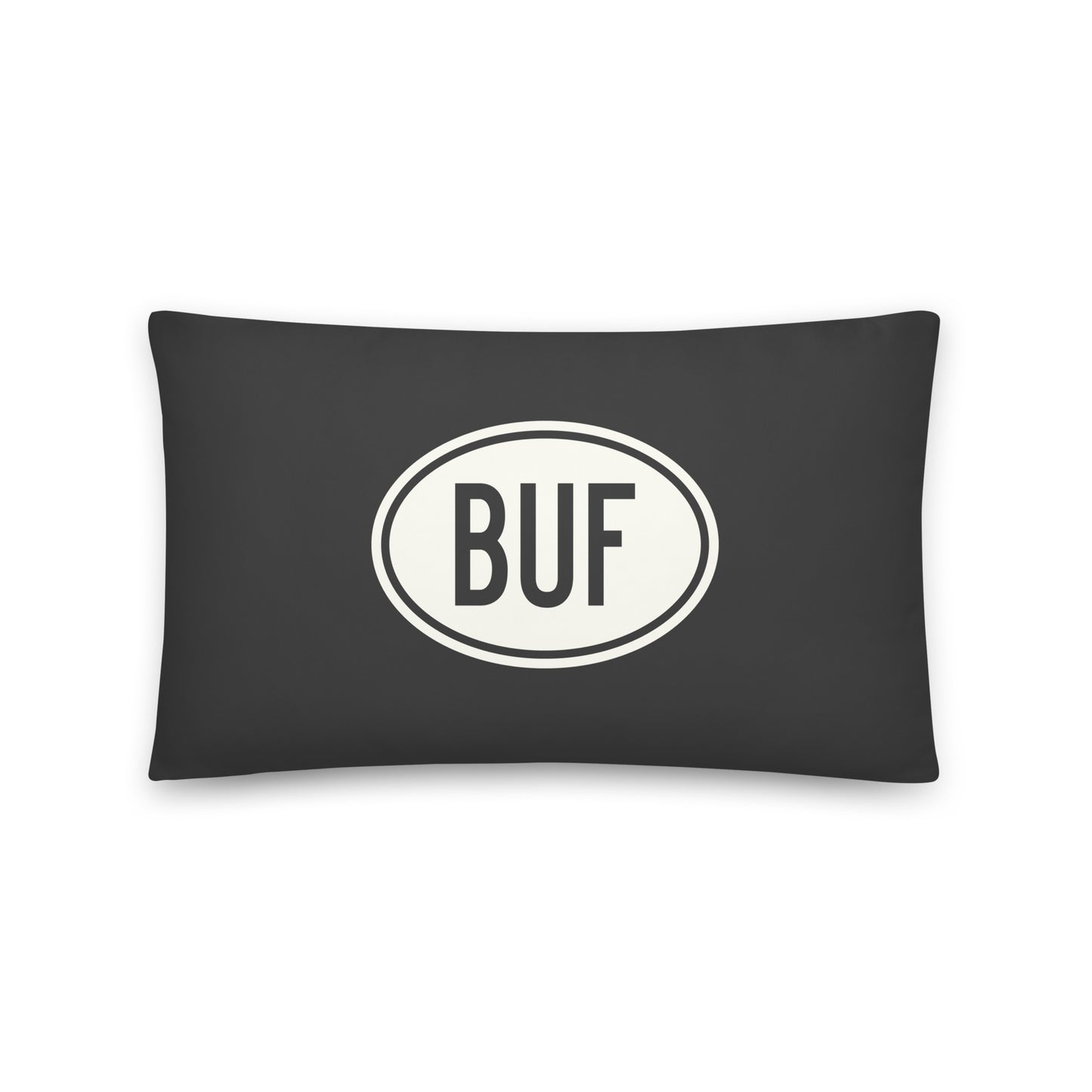 BUF Buffalo Throw Pillow • Eclipse Grey with Oval Car Sticker Design • YHM Designs - Image 01