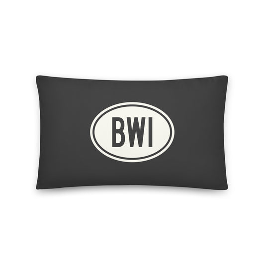 Oval Car Sticker Throw Pillow • BWI Baltimore • YHM Designs - Image 01