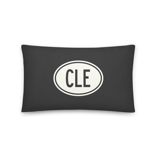 Unique Travel Gift Throw Pillow - White Oval • CLE Cleveland • YHM Designs - Image 01