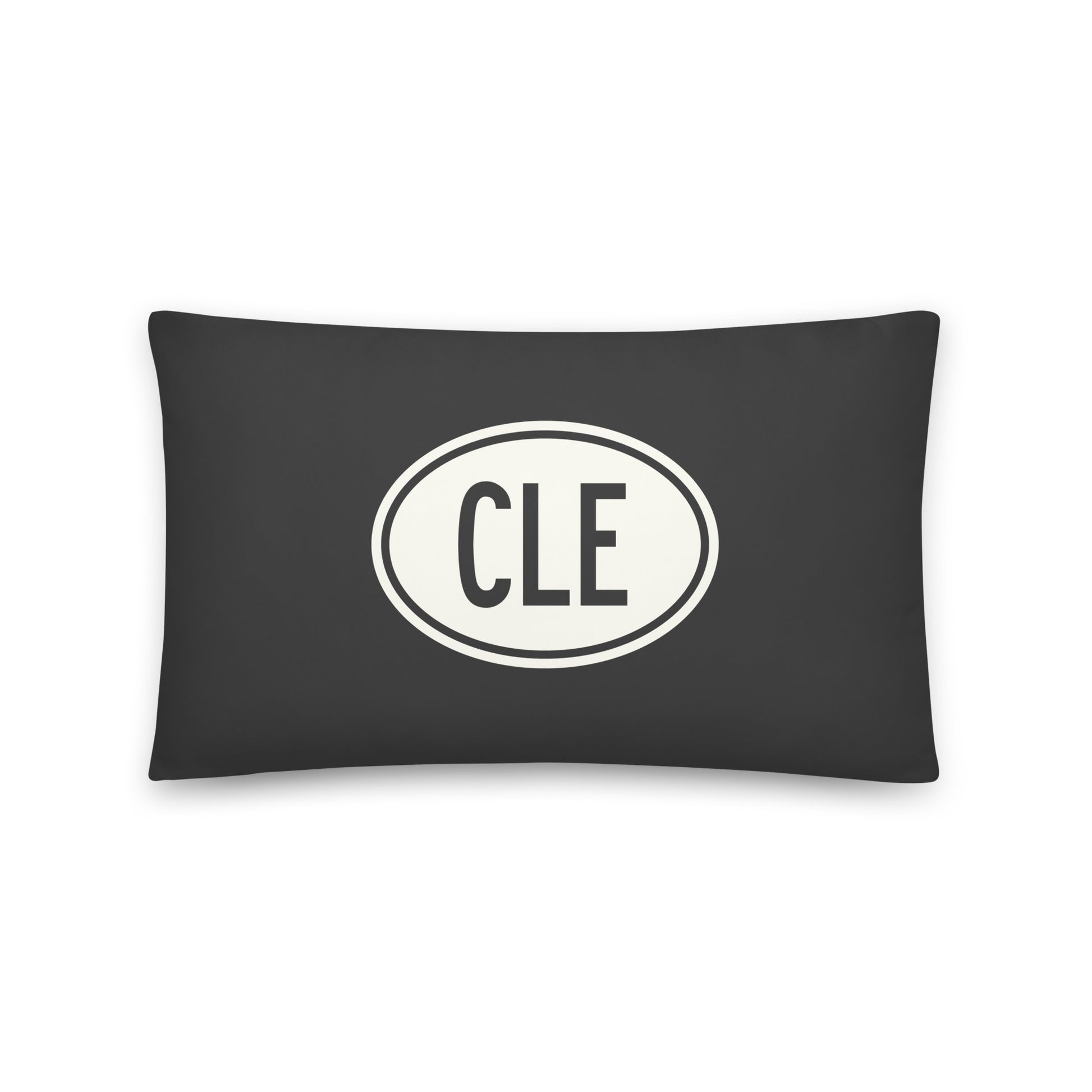 Unique Travel Gift Throw Pillow - White Oval • CLE Cleveland • YHM Designs - Image 01