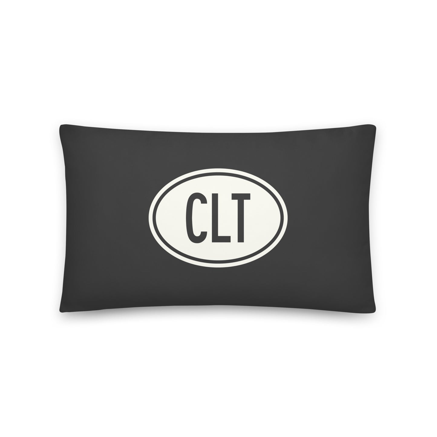 Unique Travel Gift Throw Pillow - White Oval • CLT Charlotte • YHM Designs - Image 01