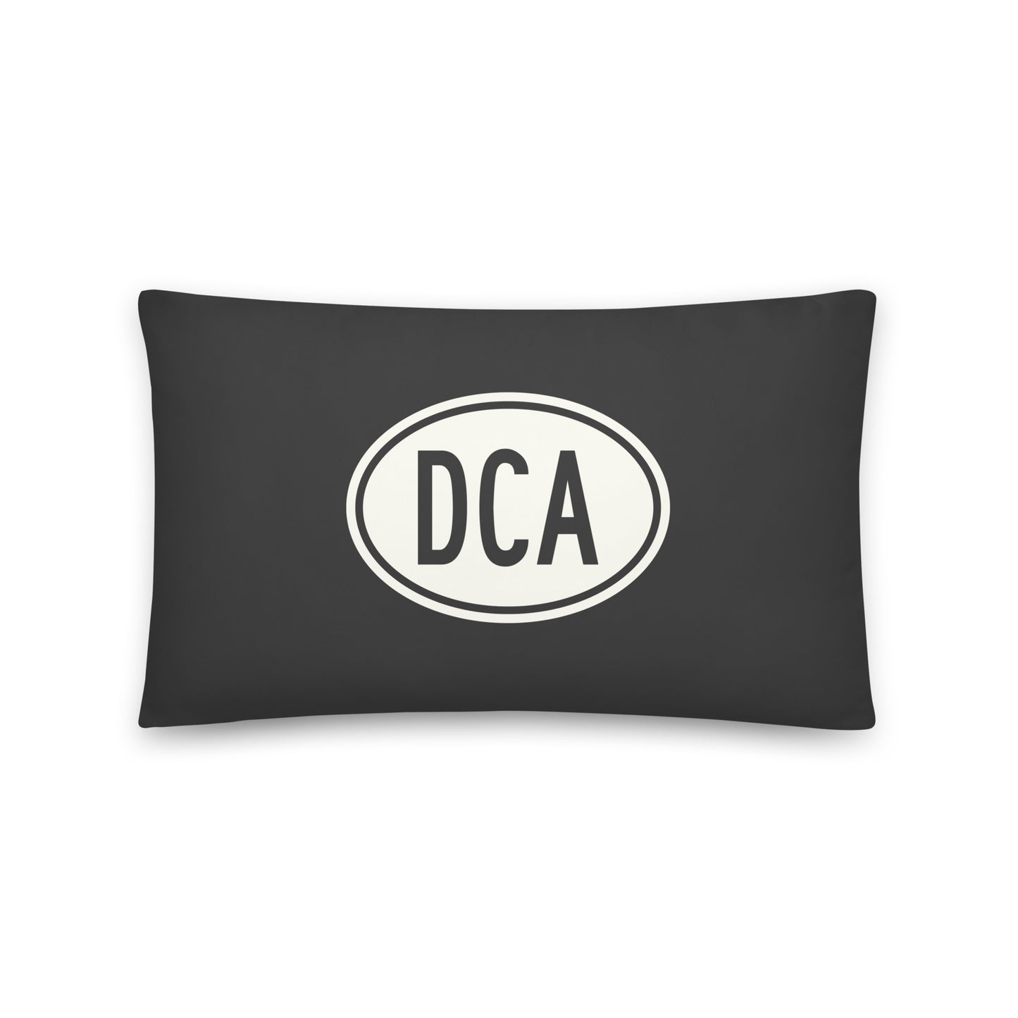 Unique Travel Gift Throw Pillow - White Oval • DCA Washington • YHM Designs - Image 01