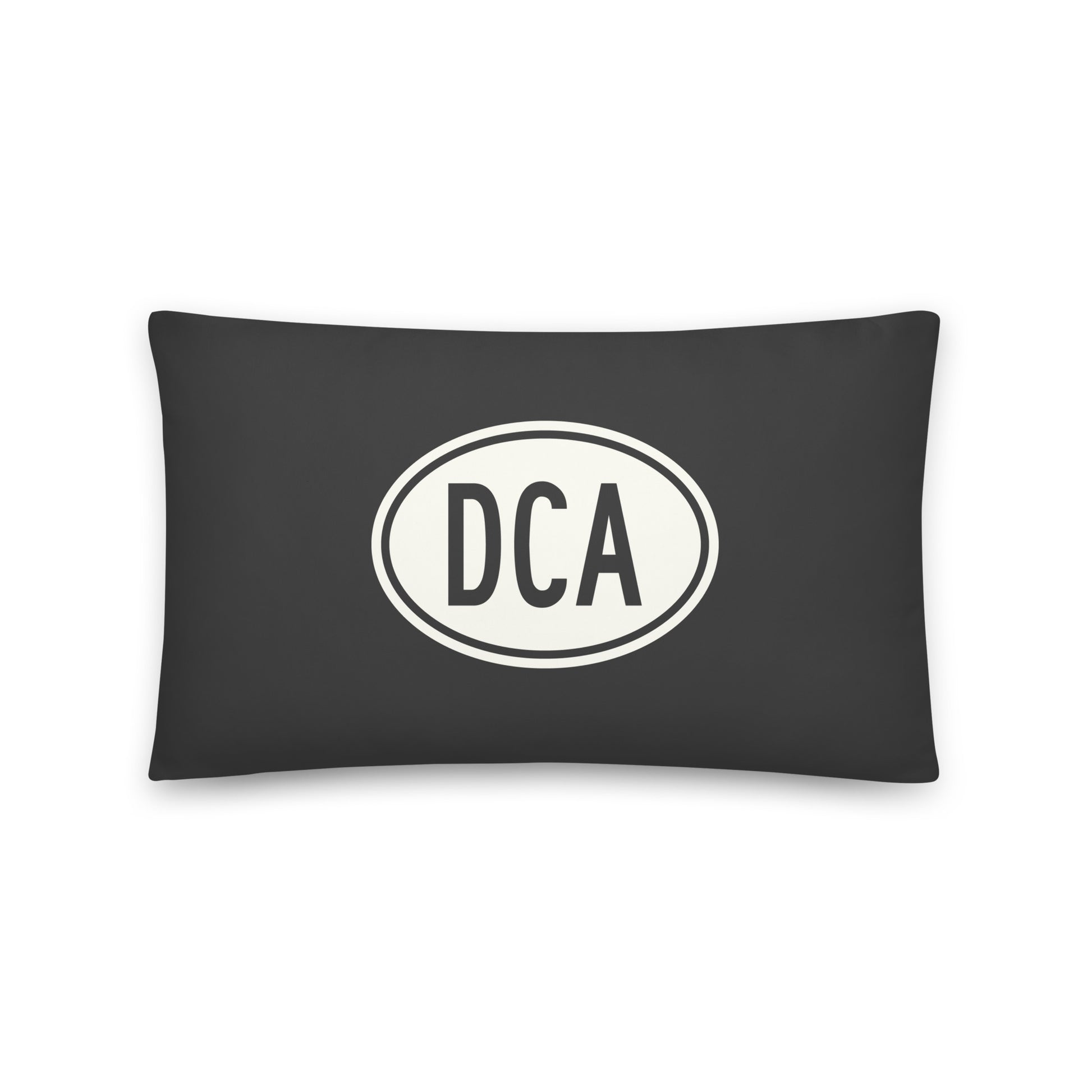 Unique Travel Gift Throw Pillow - White Oval • DCA Washington Souvenir • YHM Designs - Image 01