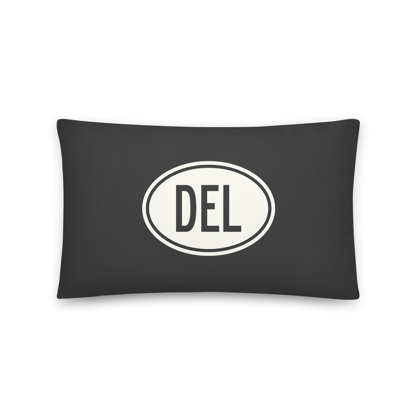 Unique Travel Gift Throw Pillow - White Oval • DEL Delhi Souvenir • YHM Designs - Image 01