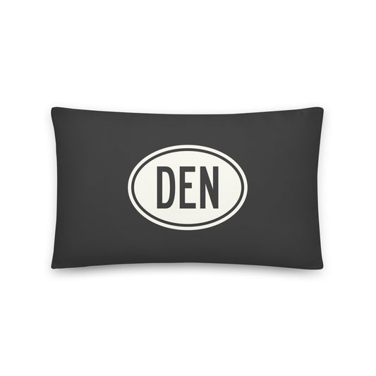 Unique Travel Gift Throw Pillow - White Oval • DEN Denver • YHM Designs - Image 01