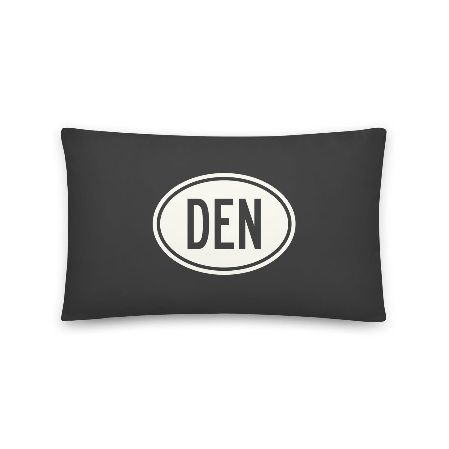 Unique Travel Gift Throw Pillow - White Oval • DEN Denver • YHM Designs - Image 01