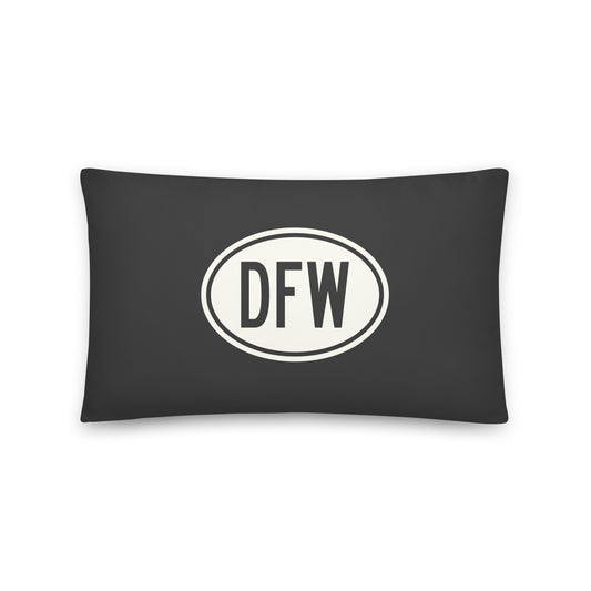 Unique Travel Gift Throw Pillow - White Oval • DFW Dallas • YHM Designs - Image 01