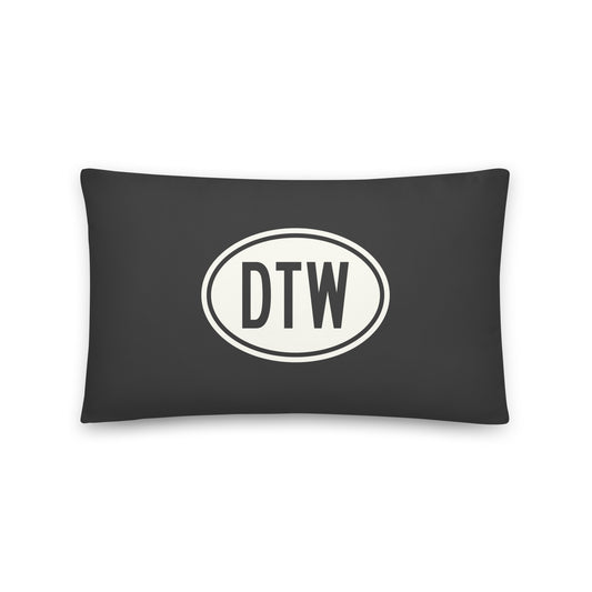 Unique Travel Gift Throw Pillow - White Oval • DTW Detroit • YHM Designs - Image 01