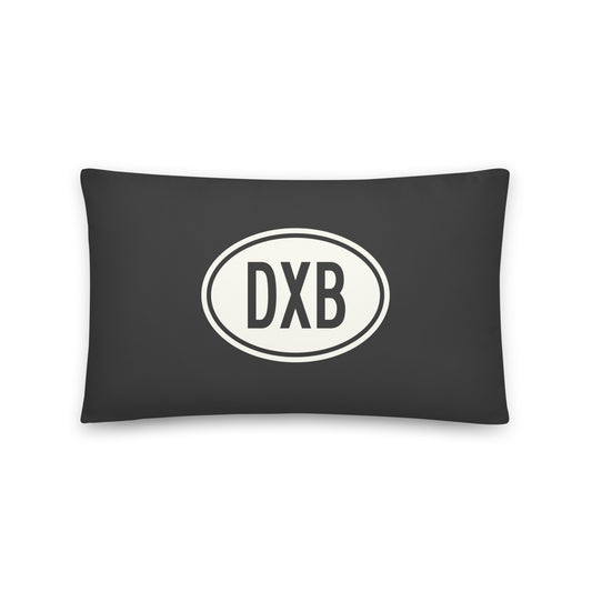 Unique Travel Gift Throw Pillow - White Oval • DXB Dubai • YHM Designs - Image 01
