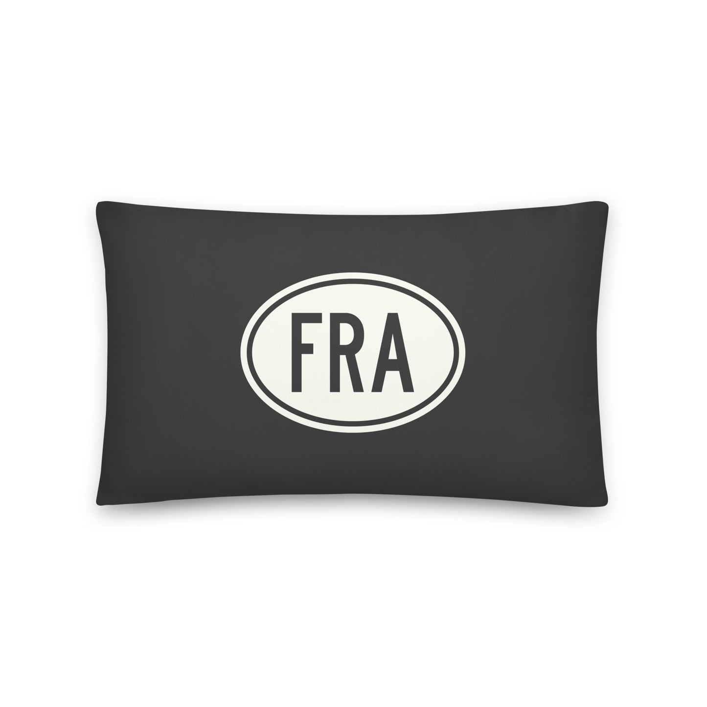 Unique Travel Gift Throw Pillow - White Oval • FRA Frankfurt Souvenir • YHM Designs - Image 01