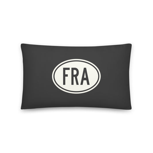 Unique Travel Gift Throw Pillow - White Oval • FRA Frankfurt Souvenir • YHM Designs - Image 01