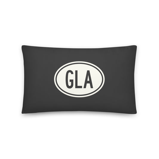 Unique Travel Gift Throw Pillow - White Oval • GLA Glasgow • YHM Designs - Image 01