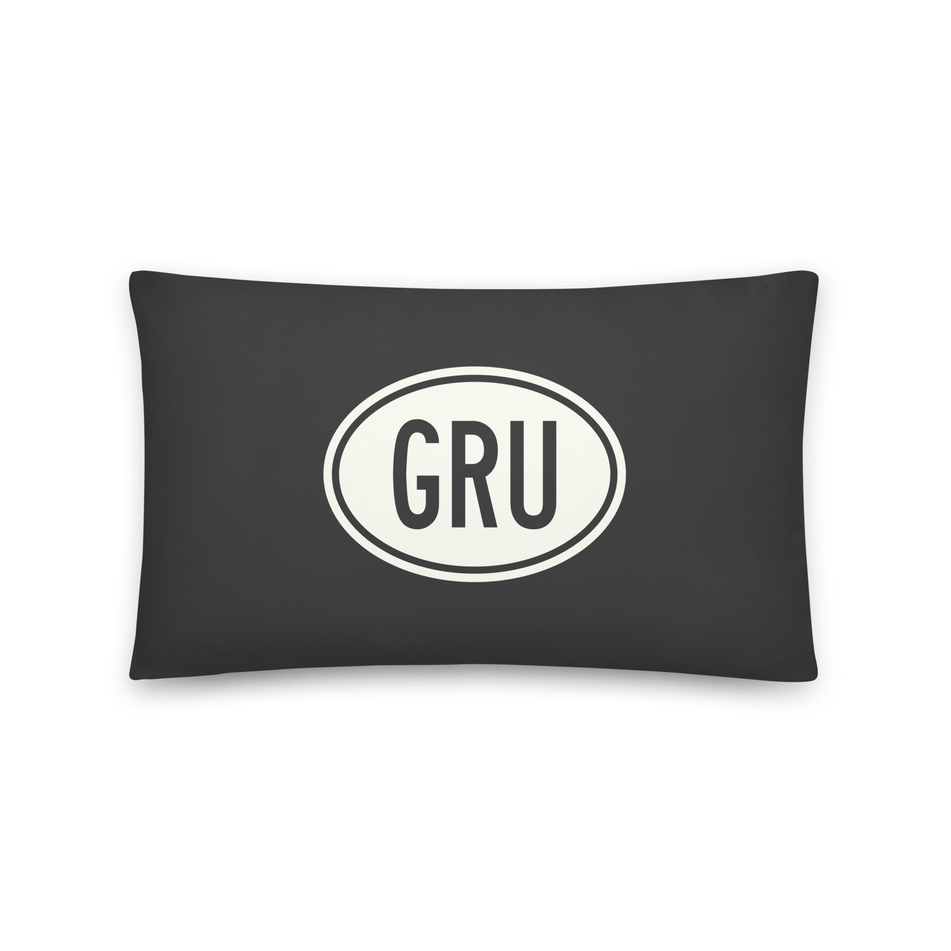 Unique Travel Gift Throw Pillow - White Oval • GRU Sao Paulo Souvenir • YHM Designs - Image 01