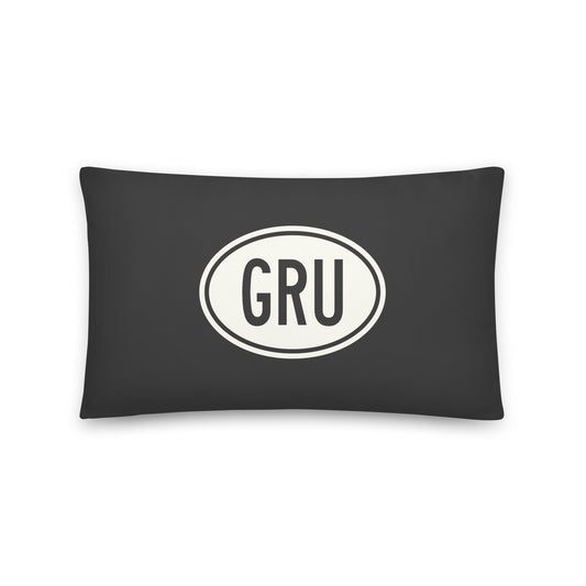Unique Travel Gift Throw Pillow - White Oval • GRU Sao Paulo Souvenir • YHM Designs - Image 01