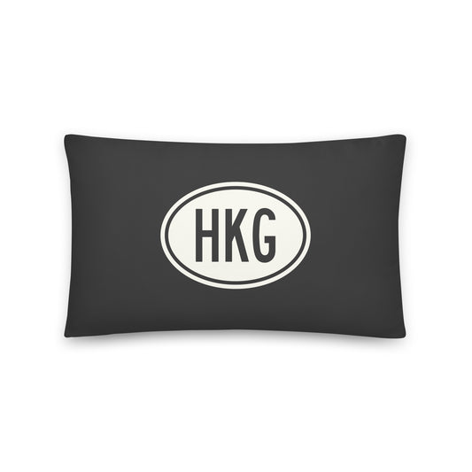 Unique Travel Gift Throw Pillow - White Oval • HKG Hong Kong • YHM Designs - Image 01