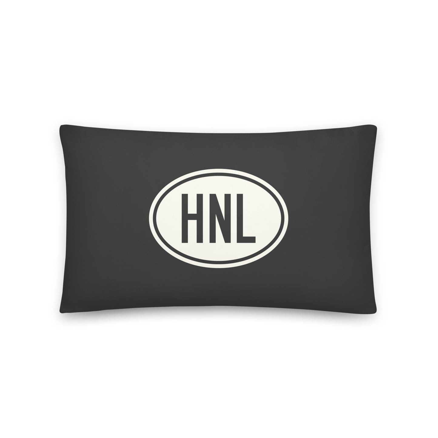 Unique Travel Gift Throw Pillow - White Oval • HNL Honolulu • YHM Designs - Image 01