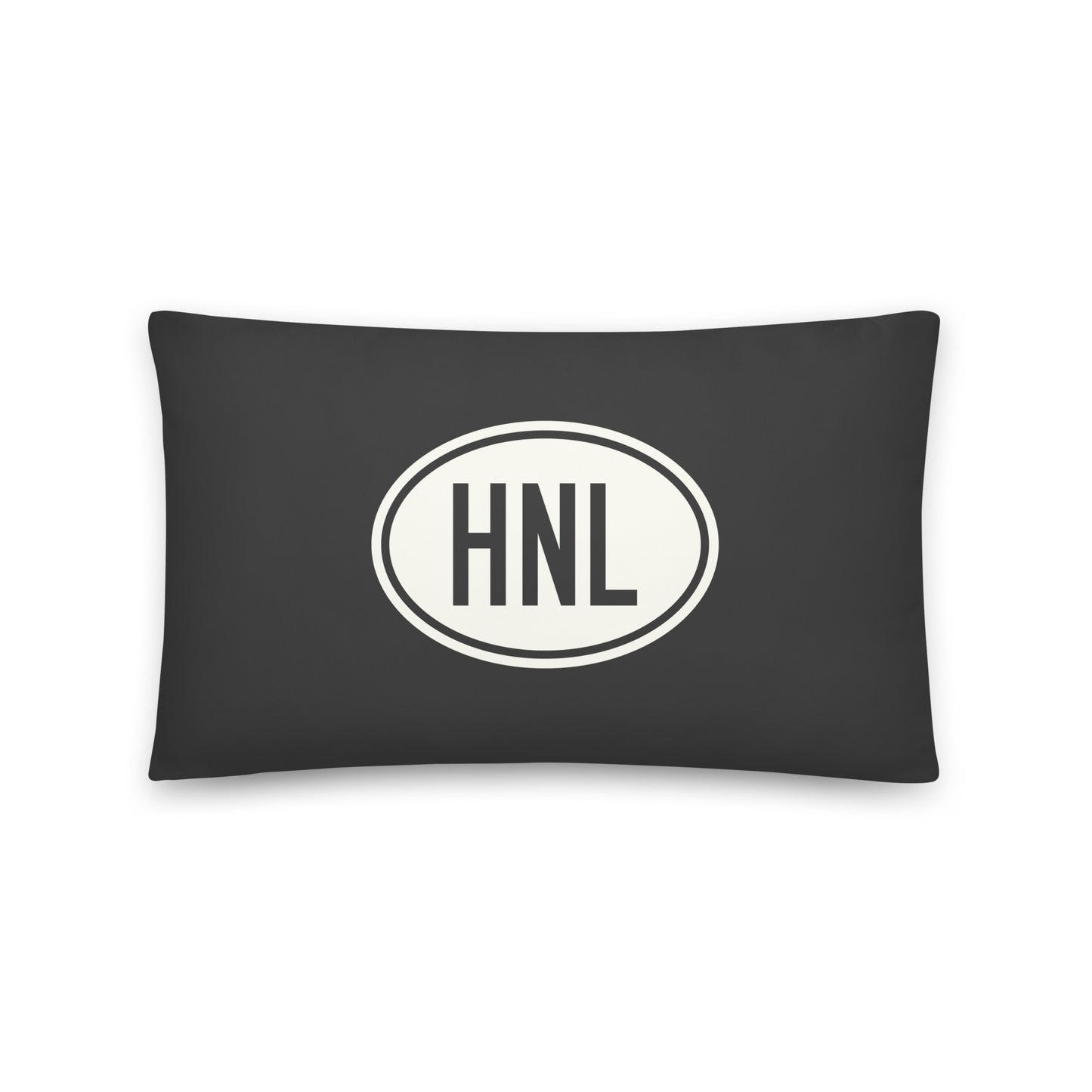 Unique Travel Gift Throw Pillow - White Oval • HNL Honolulu Souvenir • YHM Designs - Image 01