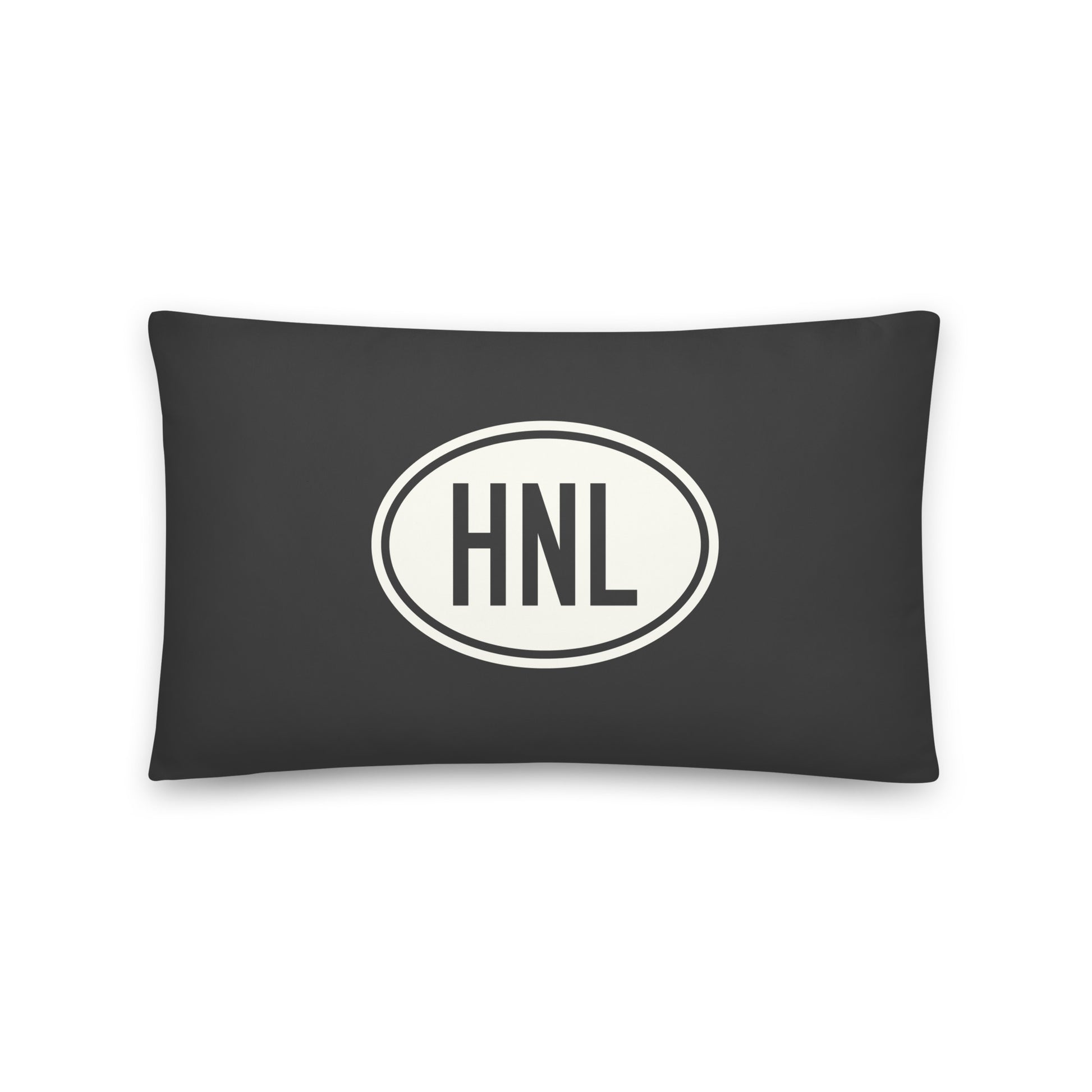 Unique Travel Gift Throw Pillow - White Oval • HNL Honolulu Souvenir • YHM Designs - Image 01