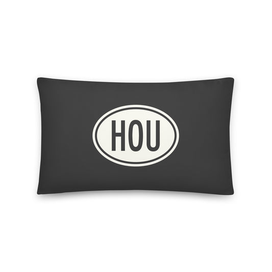 Unique Travel Gift Throw Pillow - White Oval • HOU Houston • YHM Designs - Image 01
