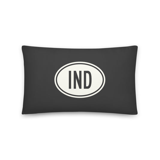 Unique Travel Gift Throw Pillow - White Oval • IND Indianapolis • YHM Designs - Image 01