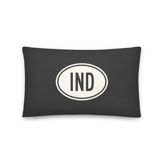 Unique Travel Gift Throw Pillow - White Oval • IND Indianapolis Souvenir • YHM Designs - Image 01