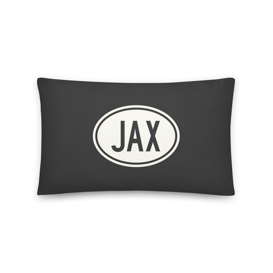 Unique Travel Gift Throw Pillow - White Oval • JAX Jacksonville Souvenir • YHM Designs - Image 01