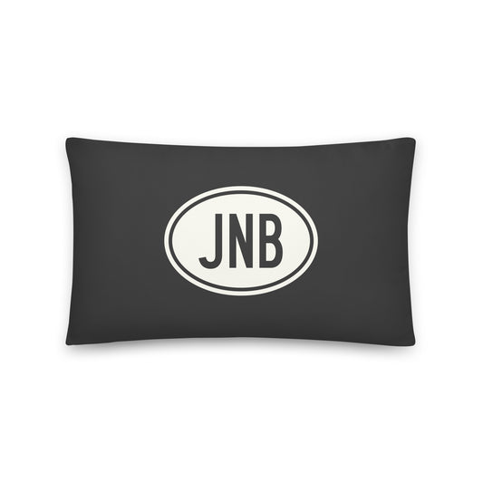 Unique Travel Gift Throw Pillow - White Oval • JNB Johannesburg • YHM Designs - Image 01