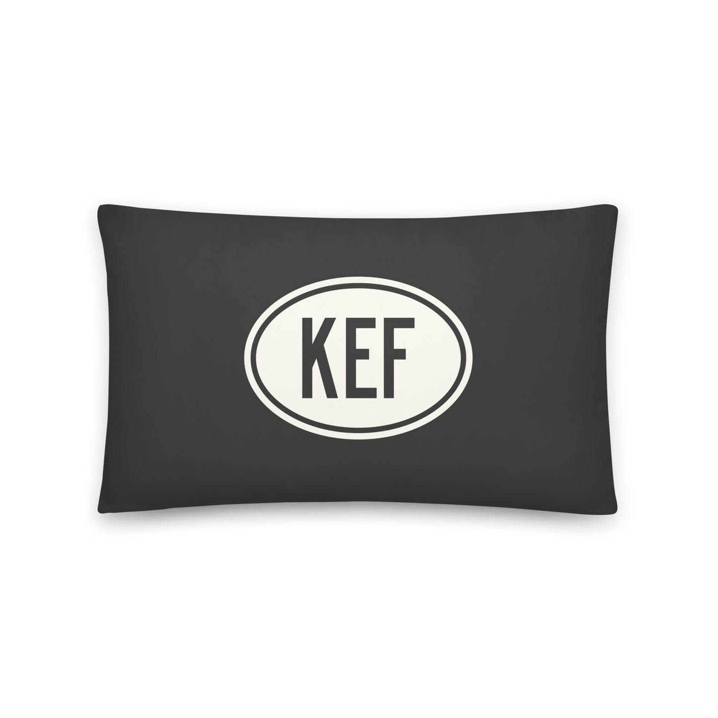 Unique Travel Gift Throw Pillow - White Oval • KEF Reykjavik Souvenir • YHM Designs - Image 01