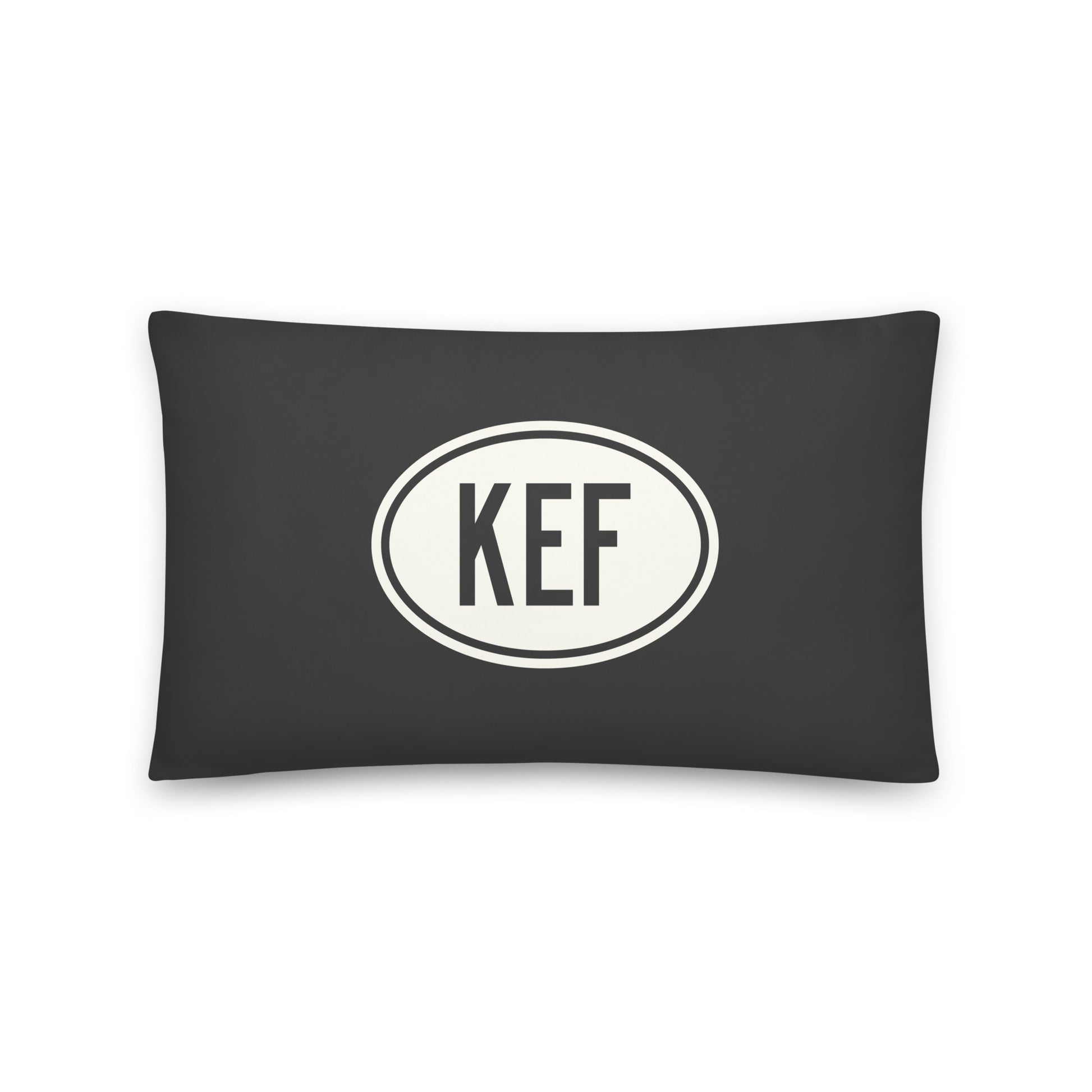Unique Travel Gift Throw Pillow - White Oval • KEF Reykjavik Souvenir • YHM Designs - Image 01