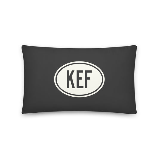 Unique Travel Gift Throw Pillow - White Oval • KEF Reykjavik Souvenir • YHM Designs - Image 01