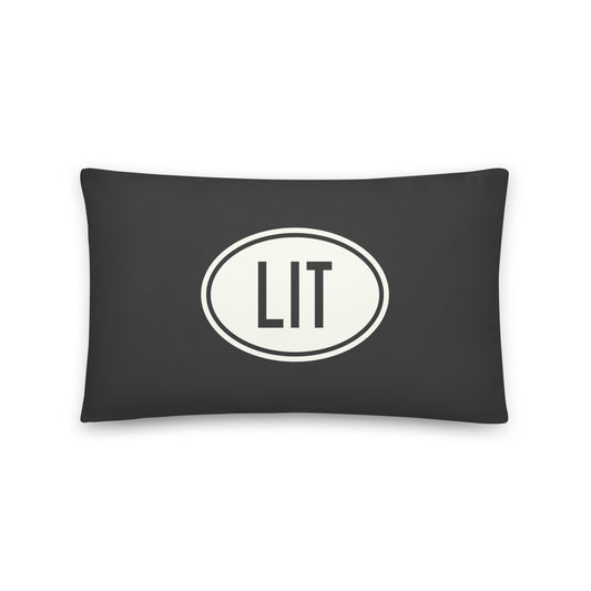 Unique Travel Gift Throw Pillow - White Oval • LIT Little Rock Souvenir • YHM Designs - Image 01