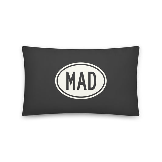 Unique Travel Gift Throw Pillow - White Oval • MAD Madrid • YHM Designs - Image 01