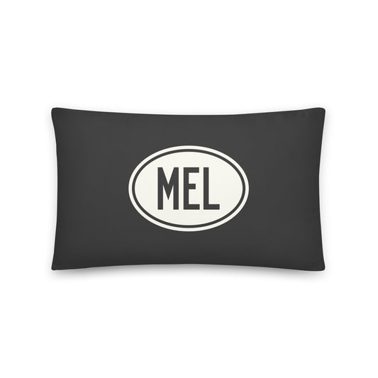 Unique Travel Gift Throw Pillow - White Oval • MEL Melbourne • YHM Designs - Image 01
