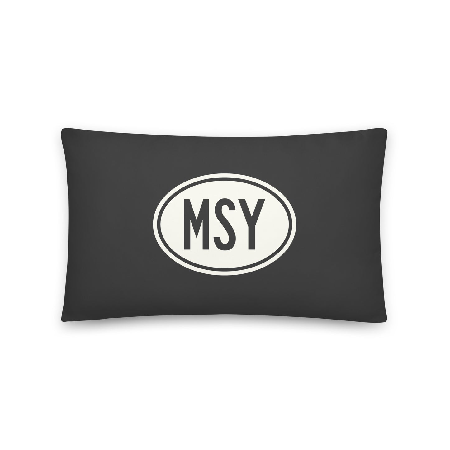 Unique Travel Gift Throw Pillow - White Oval • MSY New Orleans • YHM Designs - Image 01
