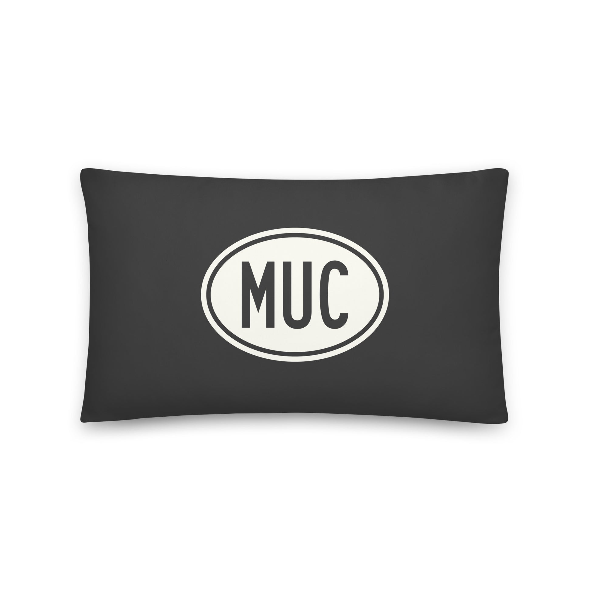Unique Travel Gift Throw Pillow - White Oval • MUC Munich • YHM Designs - Image 01