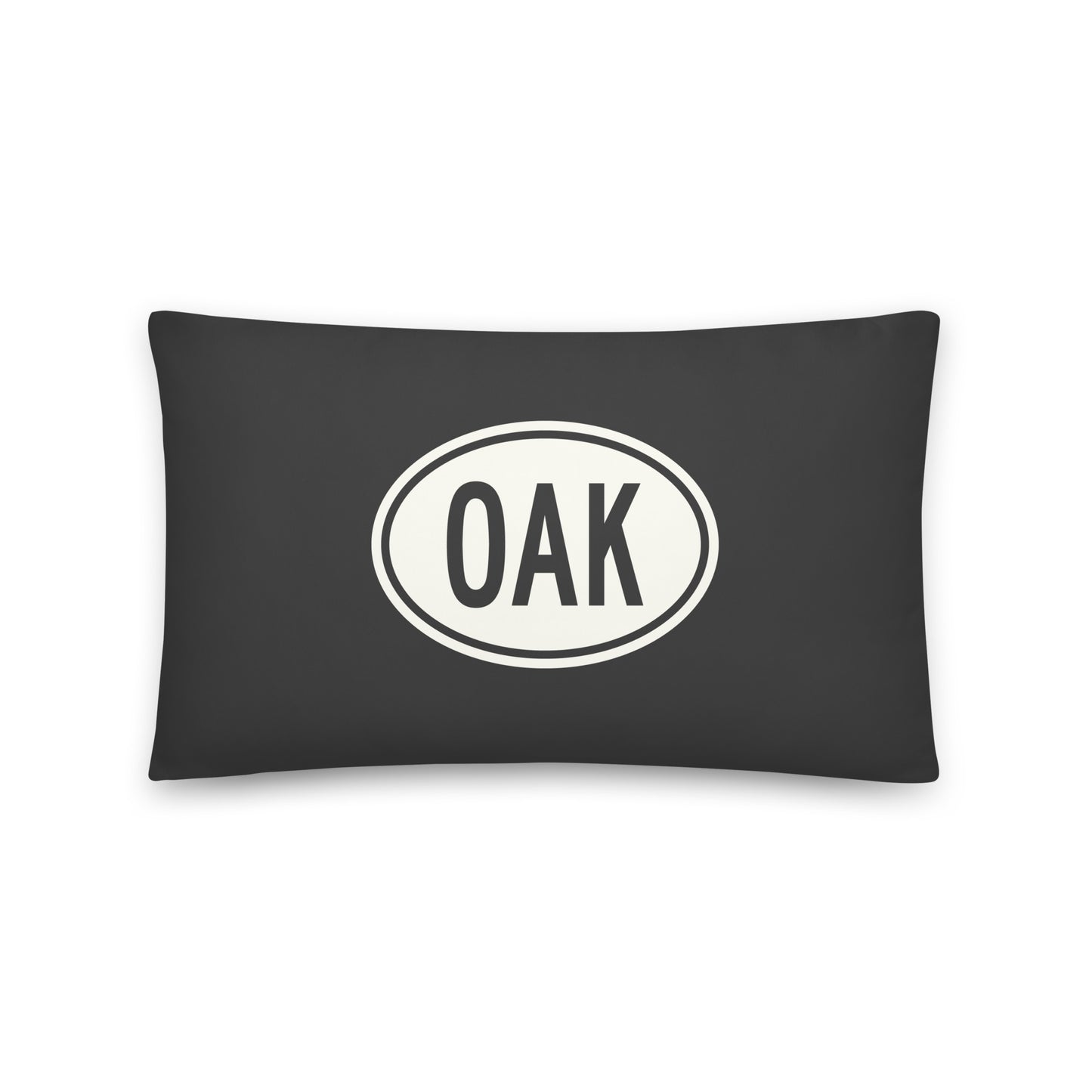 Unique Travel Gift Throw Pillow - White Oval • OAK Oakland Souvenir • YHM Designs - Image 01