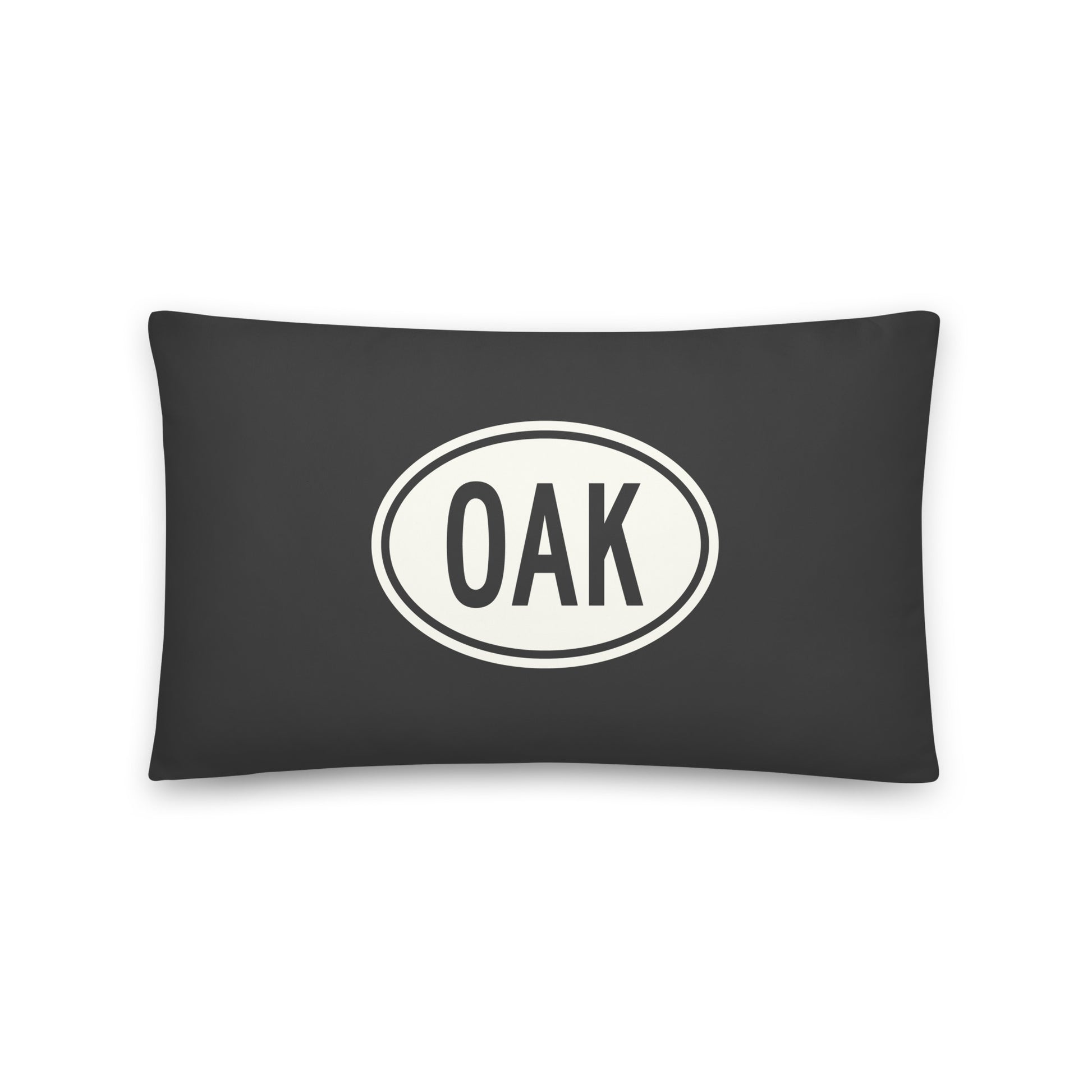 Unique Travel Gift Throw Pillow - White Oval • OAK Oakland Souvenir • YHM Designs - Image 01