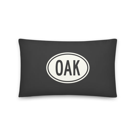 Unique Travel Gift Throw Pillow - White Oval • OAK Oakland • YHM Designs - Image 01