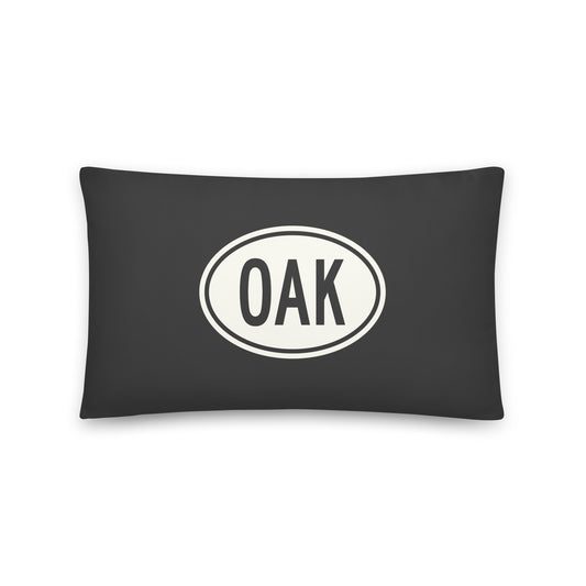 Unique Travel Gift Throw Pillow - White Oval • OAK Oakland Souvenir • YHM Designs - Image 01