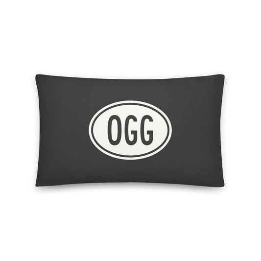 Unique Travel Gift Throw Pillow - White Oval • OGG Maui • YHM Designs - Image 01