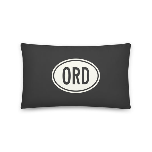 Unique Travel Gift Throw Pillow - White Oval • ORD Chicago • YHM Designs - Image 01