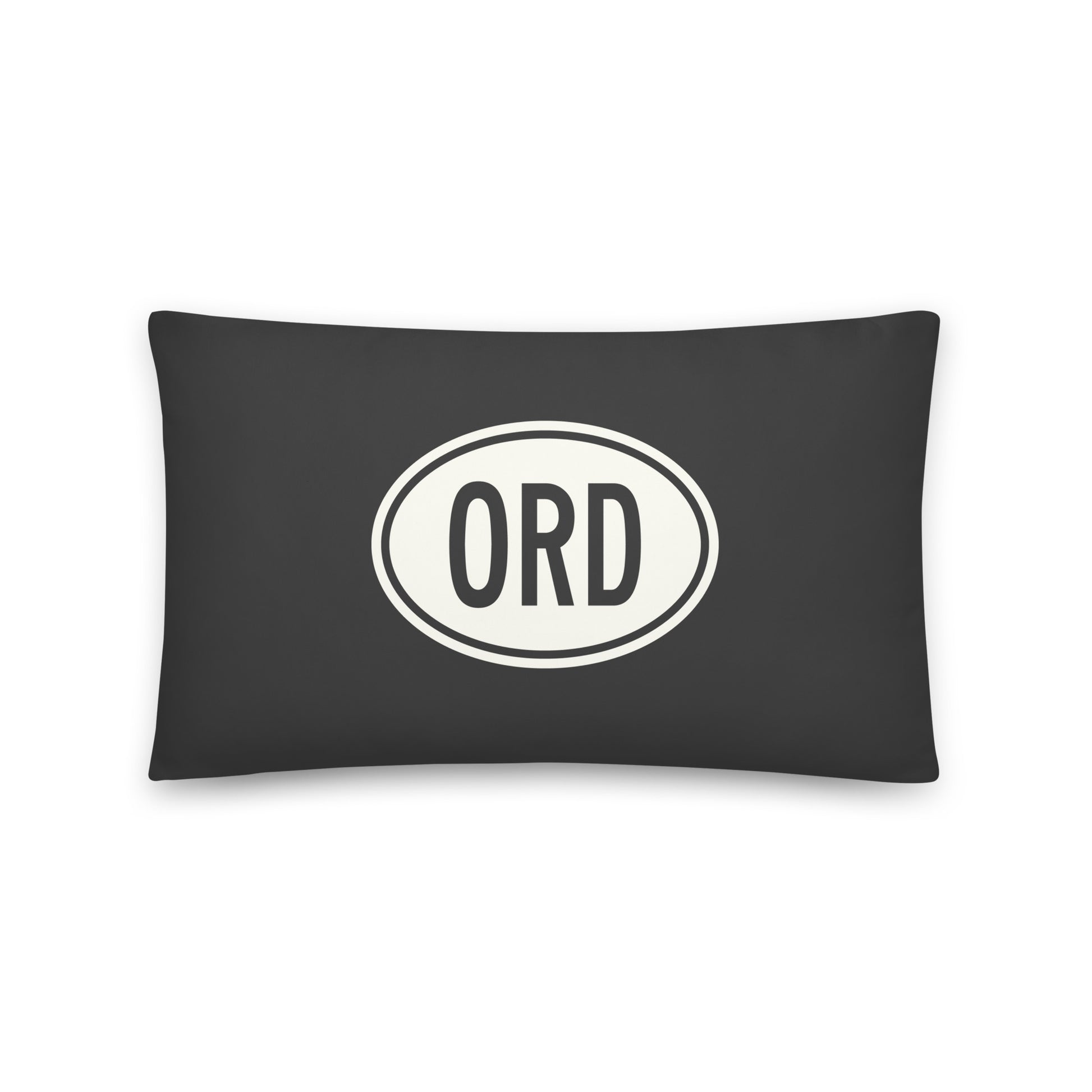 Unique Travel Gift Throw Pillow - White Oval • ORD Chicago Souvenir • YHM Designs - Image 01