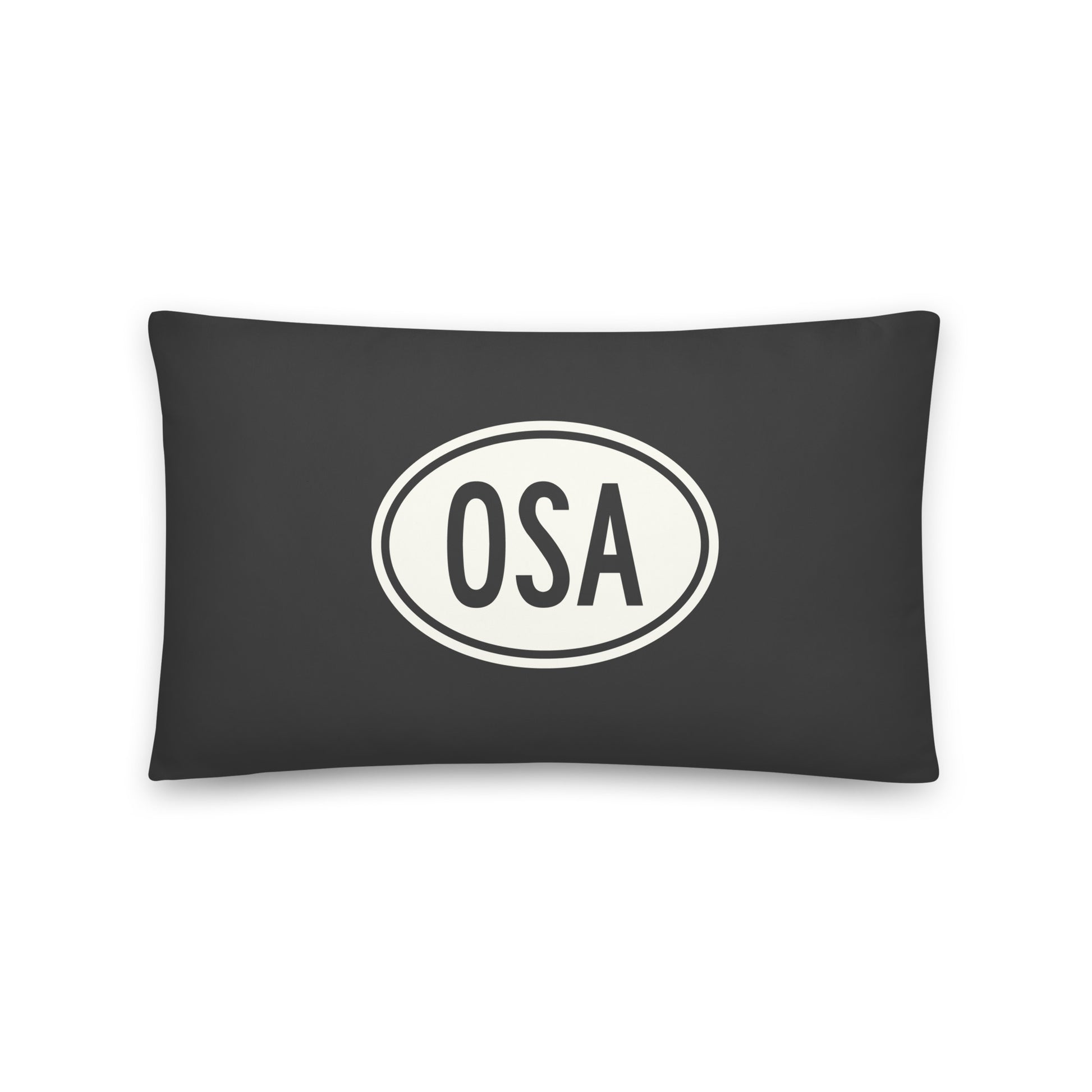 Unique Travel Gift Throw Pillow - White Oval • OSA Osaka Souvenir • YHM Designs - Image 01