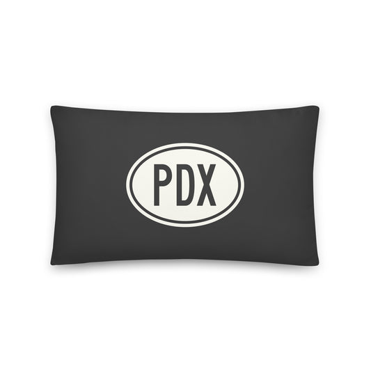 Unique Travel Gift Throw Pillow - White Oval • PDX Portland • YHM Designs - Image 01