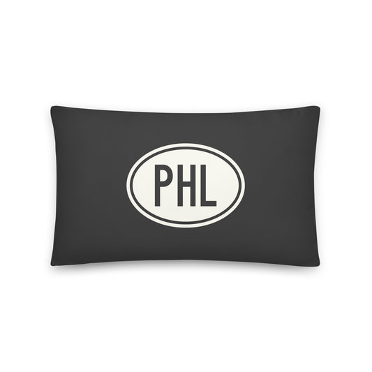 Unique Travel Gift Throw Pillow - White Oval • PHL Philadelphia • YHM Designs - Image 01