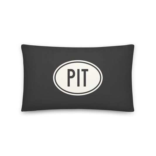 Unique Travel Gift Throw Pillow - White Oval • PIT Pittsburgh • YHM Designs - Image 01